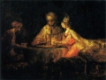 Картина 'Артаксеркс, Аман и Эсфирь', Рембрандт