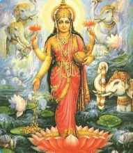 Богиня Лакшми (индийский рисунок)